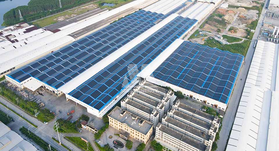 中国広東省での21.5MW規模の屋根太陽光発電システムが完成した